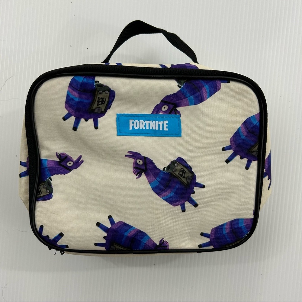 39. Fortnite‎ Kids Llama Print Lunch Bag - White & Purple